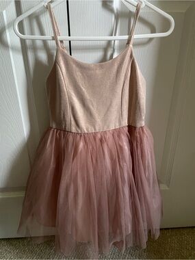 Girls Pink Tulle Party Dress - Sleeveless Spaghetti Strap
